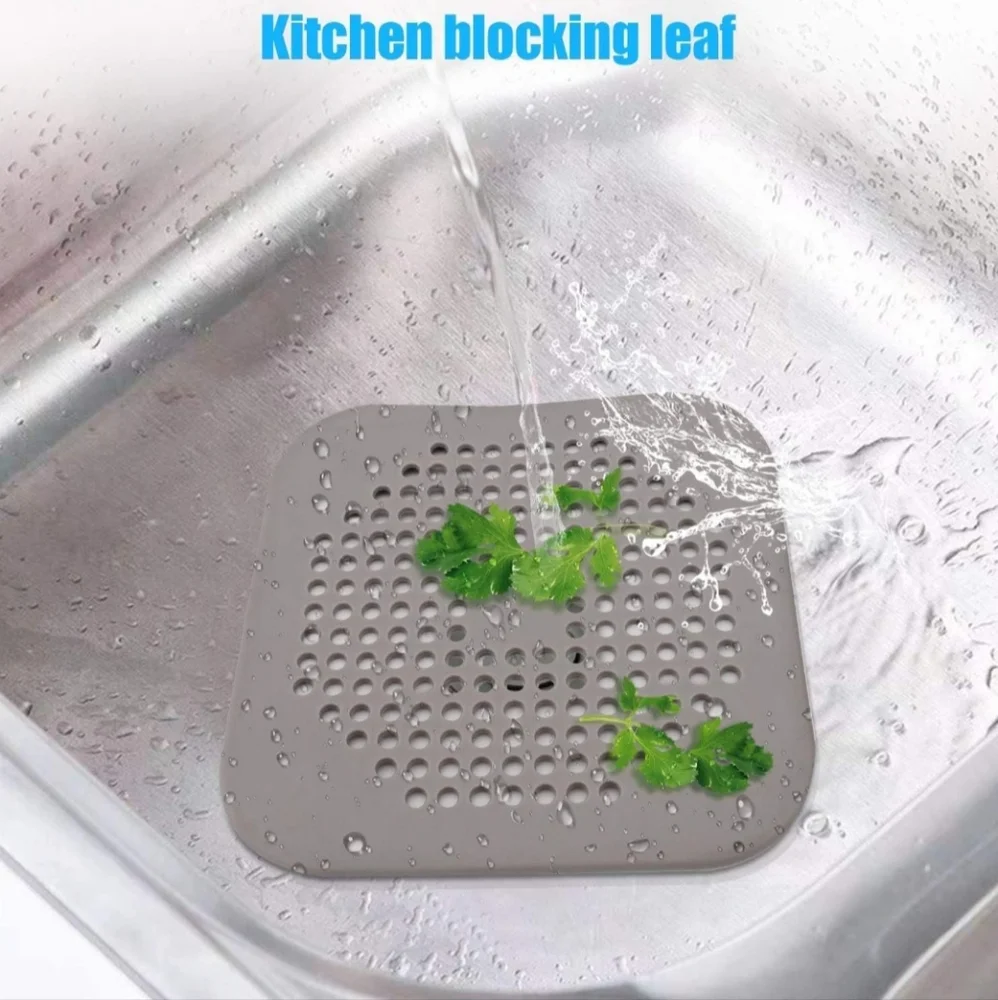 2 PCS Shower Drain Cover,Square Silicone Anti-Clogging Filter Floor Sink Straine